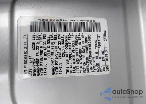 2014 Nissan Rogue Select S из США, поврежденный, VIN JN8AS5MT3EW621080